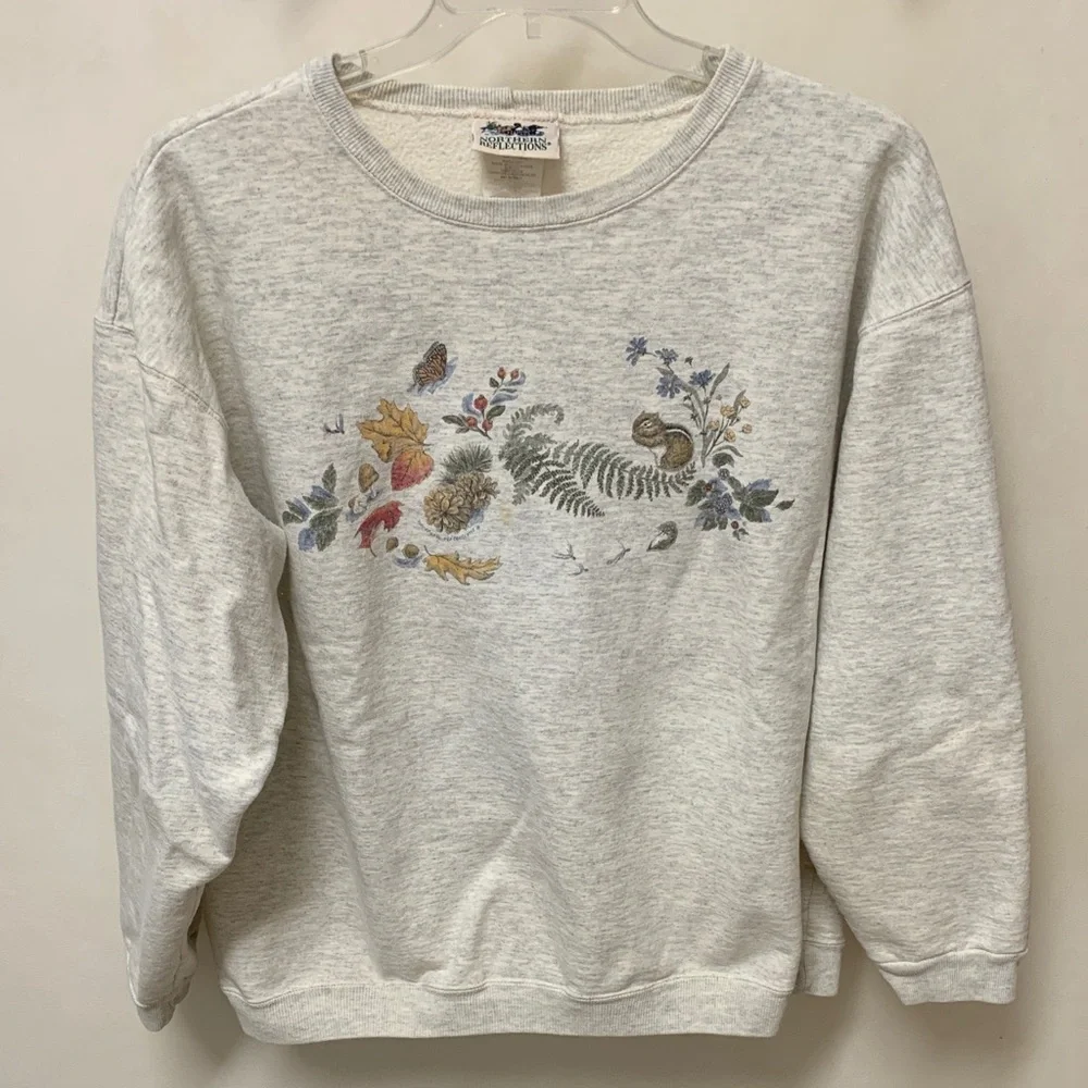 New CL Women’s Gray Sweatshirt with Nature Print - Picture 1 of 4